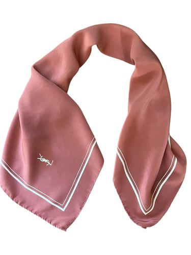Vintage Yves Saint Laurent square scarf solid brown copper plain white frame 25" - Picture 4 of 8
