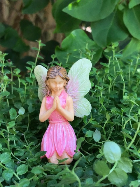 Miniature FAIRY GARDEN Figurine ~ Winter CHRISTMAS Glitter Girl with Bluebird
