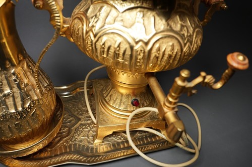Copper Electric Oriental Persian Samovar 5 Pieces Gold Plated Set - Superb Cond - Picture 4 of 10