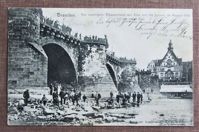 Dresden - niedrigster Wasserstand der Elbe seit 100 Jahren, im August 1904 - Ak