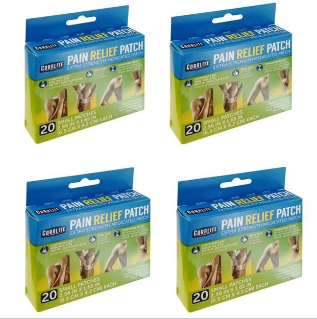 Coralite Pain Relief Patches lot of 4 (20 patches each) NEW in box 2.56 "x 1.65"