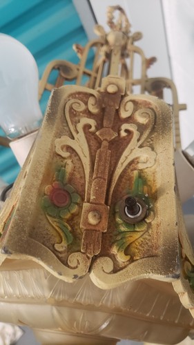 Antique c1920 Art Deco  Floor Lamp w/ Etched SLIDES Shades  - Picture 6 of 21