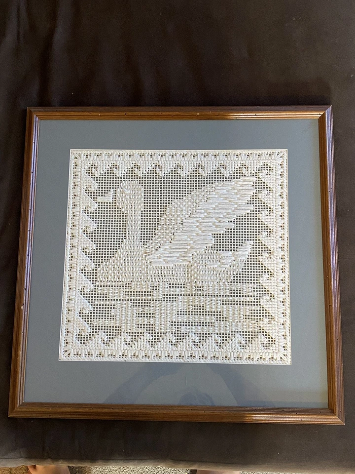 Lily Lona Darning Kit Caja 906 Diseño Cisne 16" X 16" Colgante Pared ENMARCADO Foto 2 de 4
