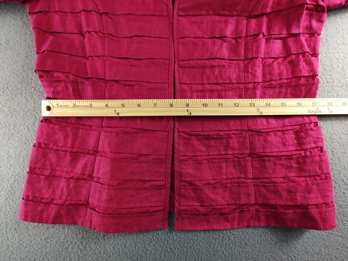 Chaqueta Blazer Lafayette 148 New York Lino Rayas Manga 3/4 8 Fucsia Rosa Caliente - Imagen 13 de 20