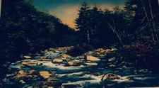 A Mountain Stream In The Heart Of The Blue Ridge N. C.  Linen Postcard E114