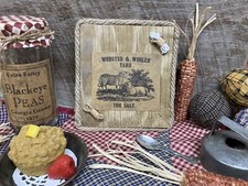 WOOD SIGN  Primitive Rustic Farm Country Sheep Woolen Yarn Display Movie Prop