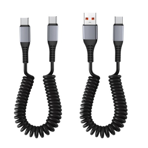 Retractable USB C Cable Coiled USB C to C Cable Fast Charging Cable for Phones