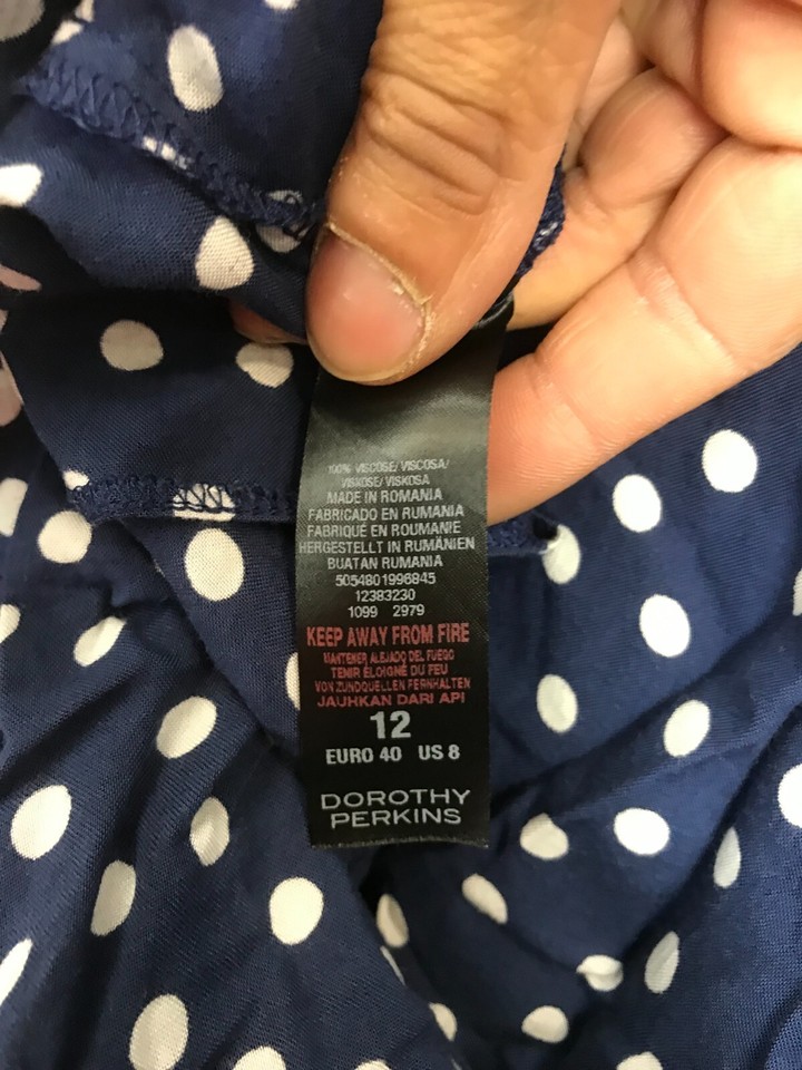 Billie & Blossom Womens Blue White Spotted Short Sleeve Dress Size UK