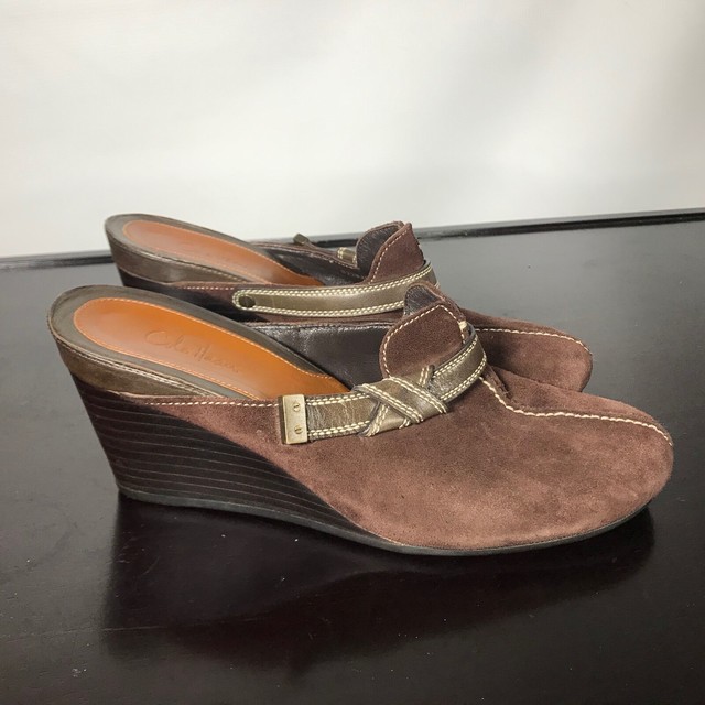 brown suede wedges