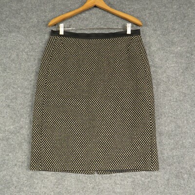 Strenesse Skirt Womens 10 Black Brown Wool Flat Front Back Zip Wool Pencil Skirt