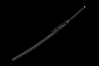 KATOKU Black Japanese Samurai Katana Warrior Sword Carbon Steel Blade Golden Full Tang