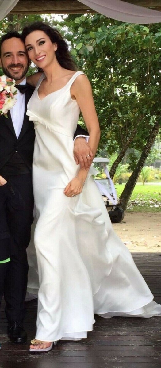 Abito Vestito da Sposa Rosa Carlá taglia 40 in chiffon, raso di