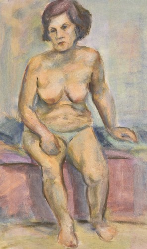 Acuarela Original Vintage Pintura Mujer Figura Desnuda - Imagen 3 de 16