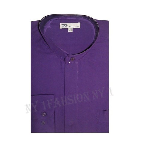 Mens' Mandarin Collar ( banded collar) Dress Shirt Cotton Blend Style SG01 - Picture 20 of 28
