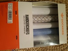 GENUINE Dockers 5 Piece Men Handkerchiefs, 100 Cotton, NEW.