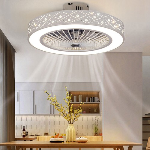 22" Indoor Modern Dimmable Ceiling Fan With LED Light Remote Control Flush Mount - Bild 17 von 18