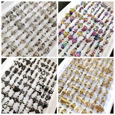 Bulk lots 100pcs/lot Random Mix Laser Cut Stainless Steel Women Ring Four Colors