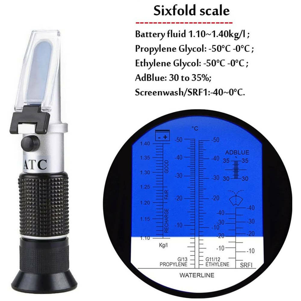 Refraktometer Frostschutz Scheibenwasser Batteriesäure AdBlue KfZ Glykol  Auto CE