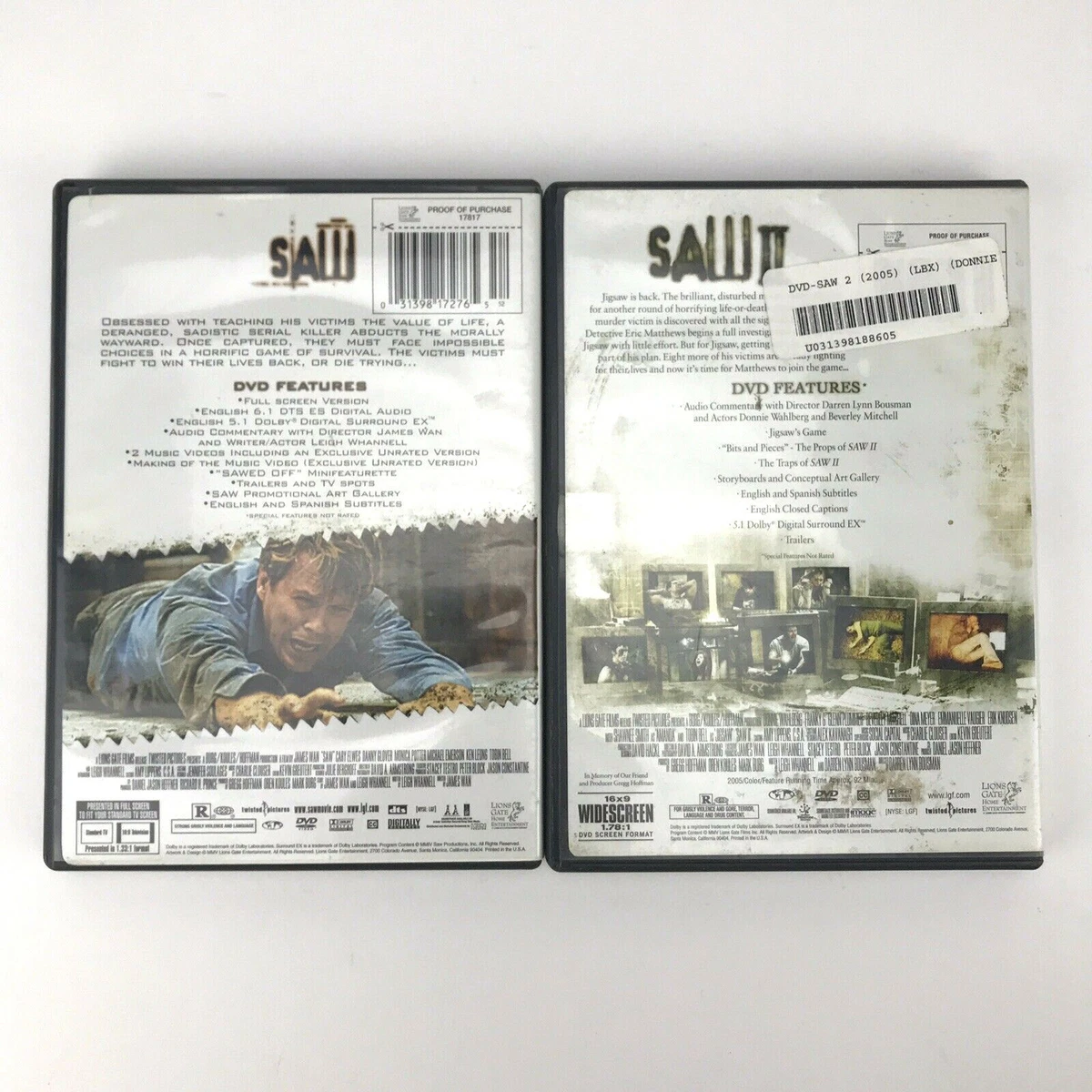 Saw Movie Bundle Saw 1 And Saw 2 DVD Danny Glover Free Shipping