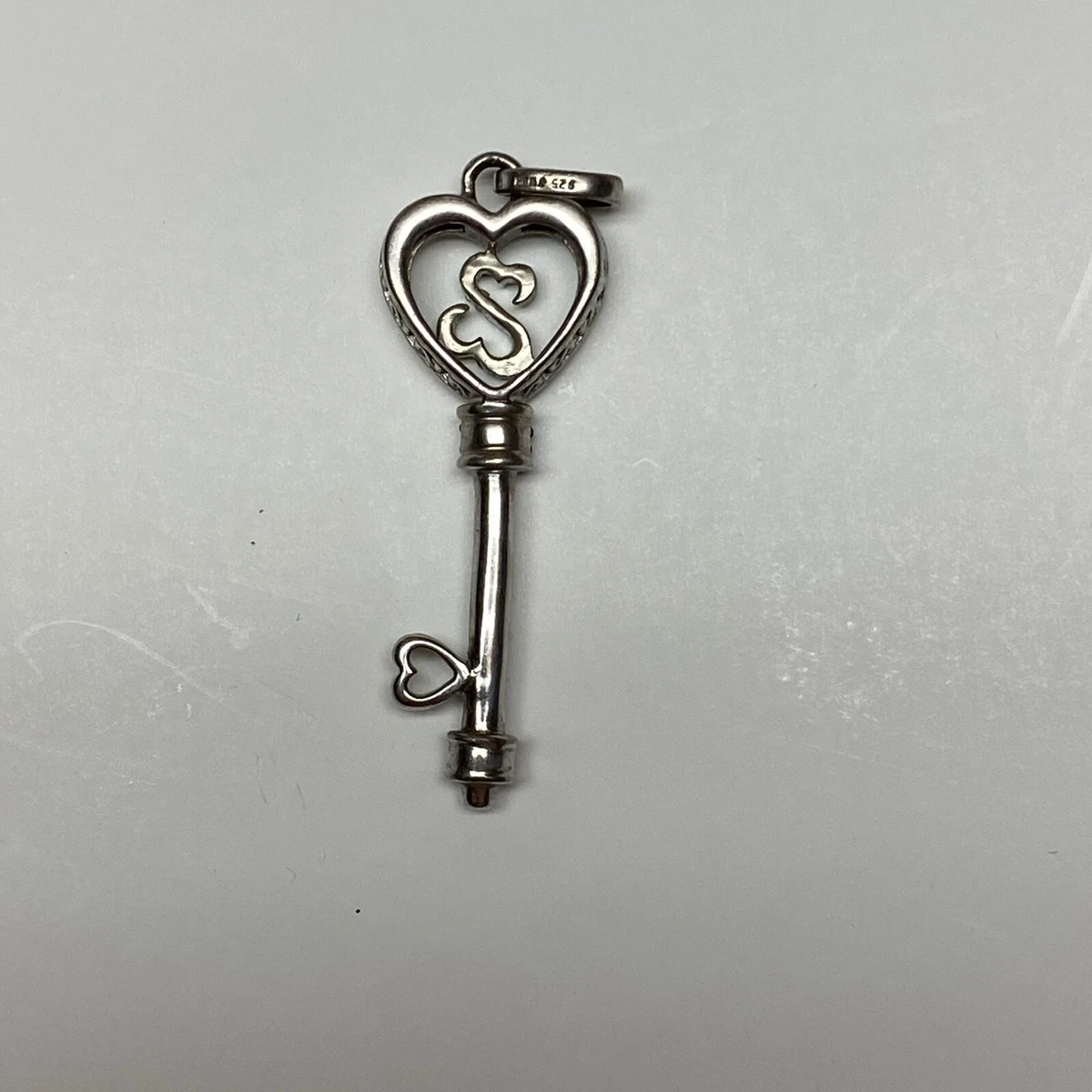 Jane Seymour Open Hearts Key Pendant Necklace Sterling Silver Diamonds Pendant