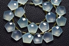 Aqua Chalcedony Beads 12 MM Briolettes Beads 10 pcs Faceted Pentagon Shape Beads