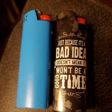 Vtg Lighter Case Blue Camo Retro Metal Lot Funny Western Cover Holder fits Bic 