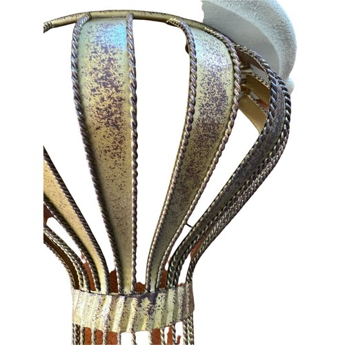 Vintage Brass Wall Shelf Cream Textured Top Sconce Half Round 9" x 12.25" x 5.5" - Picture 3 of 5
