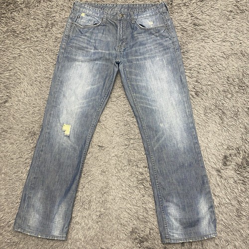 Buffalo David Bitton Herrenjeans 32x30 blau Denim Distressed schmale gerade Hose - Bild 7 von 23