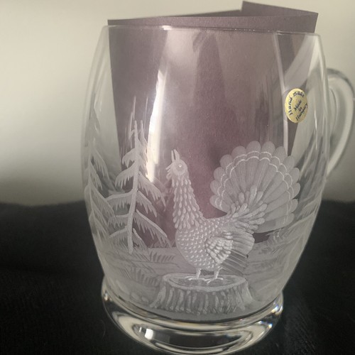SPC Crystal Wildlife Etched Glass Mugs Cups Deer & Peacock Hand Made in Hungary - Picture 24 of 24