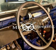 FOR LAND ROVER SERIES 1 1948-1958 LUXURY BLACK LEATHER STEERING WHEEL COVER