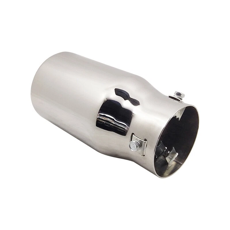 1x Tubo de escape trasero de acero inoxidable de doble pared cromado para automóvil Foto 2 de 4