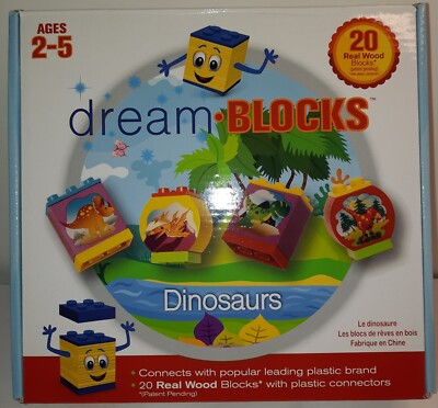 Dream Blocks Dinosaurs 20 Real Wood Blocks With Connectors