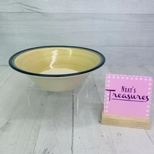 Noble Excellence CONCENTRICS LINEN Sand Blue Rim Stoneware 1 Quart Serving Bowl