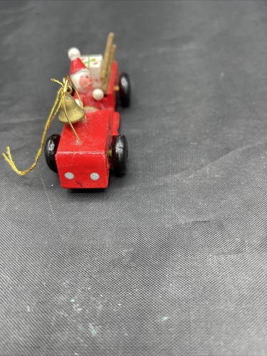 Vintage Kurt S. Adler Wood Christmas Ornament Firetruck with Santa A9 - Picture 2 of 6