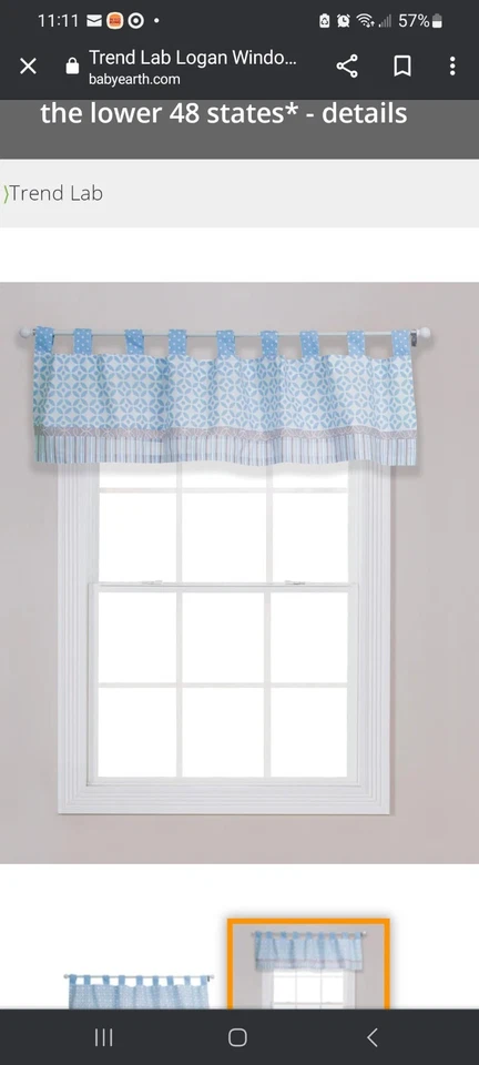 Trend Lab Cenefa Ventana Logan 56x15" NUEVO Foto 2 de 3