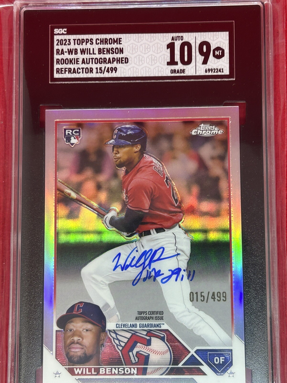 2023 Topps Chrome Rookie Refractor Auto /499 Will Benson!!🔥 SGC 10/9 HOT