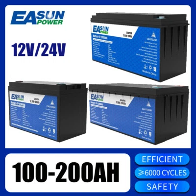 EASUN Batería 1200W 2400W 100AH 200Ah LiFePO4 Batería 12V Batería Solar 0%IVA