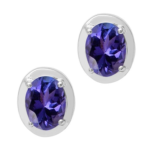 Ovale Tanzanite Orecchini 925er Argento Simbolo Gioiello Nuovo