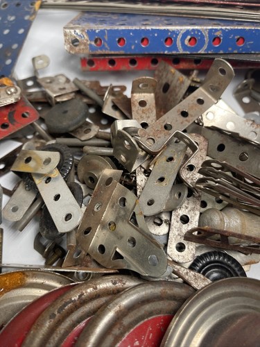 Vintage Erector Meccano Metal Construction Pieces Mixed Lot Beams Bolts Girders - Picture 4 of 10
