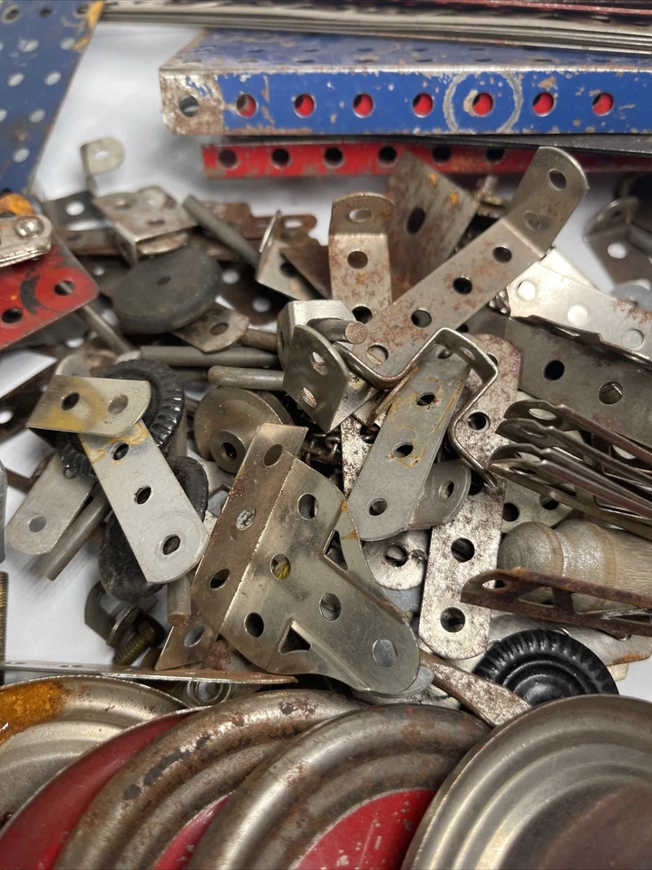 Lote mixto de piezas de construcción de metal Monector Meccano vintage vigas pernos vigas Foto 4 de 4