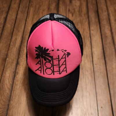 Aloha Pink Black Hawaiin Gear Snapback Mesh Trucker  display picture 1