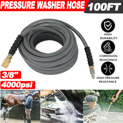 #ad Hight Pressure Washer Hose 3 8quot; w Quick Connects 100Ft 4000psi Gray $80.31