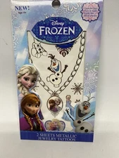 Disney Frozen Princess Elsa Anna Metallic Jewelry Tattoo Kit Temporary 2 Sheets