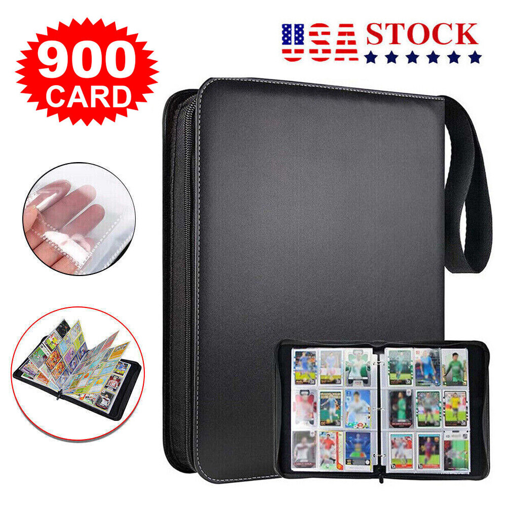 Football Card Case 900 Pocket Football Card Binder - Trading Card Holder  With Zipper & Hand Strap Zipper Card Collection Album