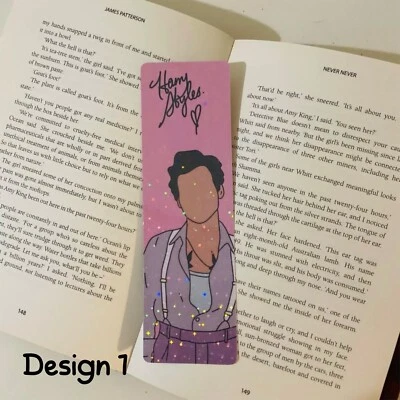 MADDOODLE CREATIONS HANDRAWN PRINTED Harry Styles Bookmark Gift Handmade Holographic Original Artwork Booklover Read