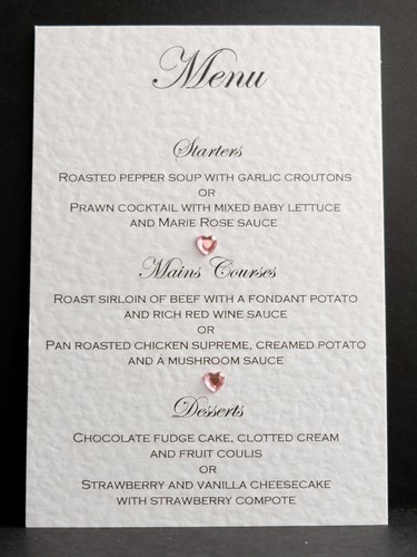 10 X Handmade Personalised Wedding Menu Cards - Many Colours - Free P&P - Picture 11 of 12