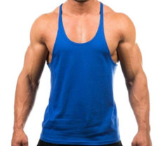 Mens Plain Cotton Gym Vest Bodybuilding Muscle Stringer Vest Y Back Racerback