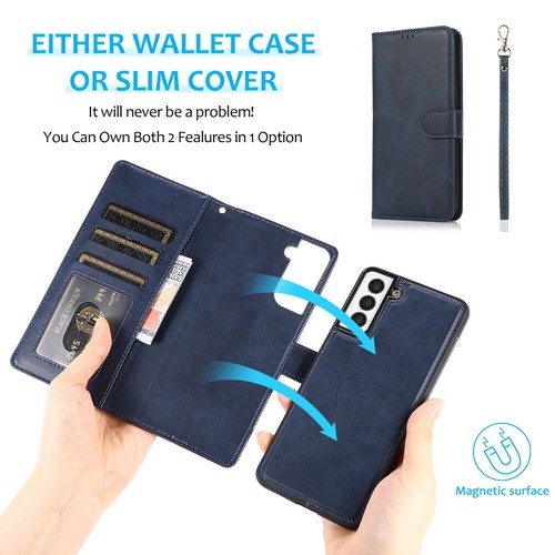 Leather Wallet Case Detachable Magnetic Cover for Samsung S25 S24 S23 S24 S23 - 第 44/90 張圖片