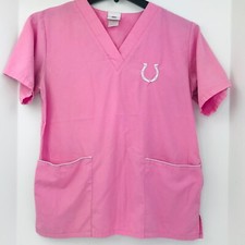 NFL Indiana Colts Small Pink Scrub Top Medical Nurse Veterinary NFL Team Apparel