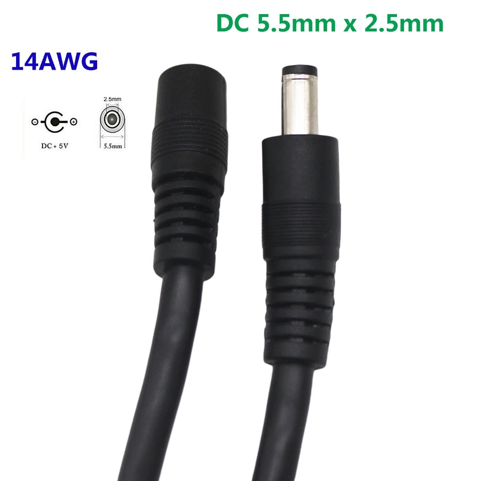 14AWG DC 5.5mm x 2.5mm Extension Cable Power Supply CCTV Camera DVRs LED Strip - Image 4 of 4